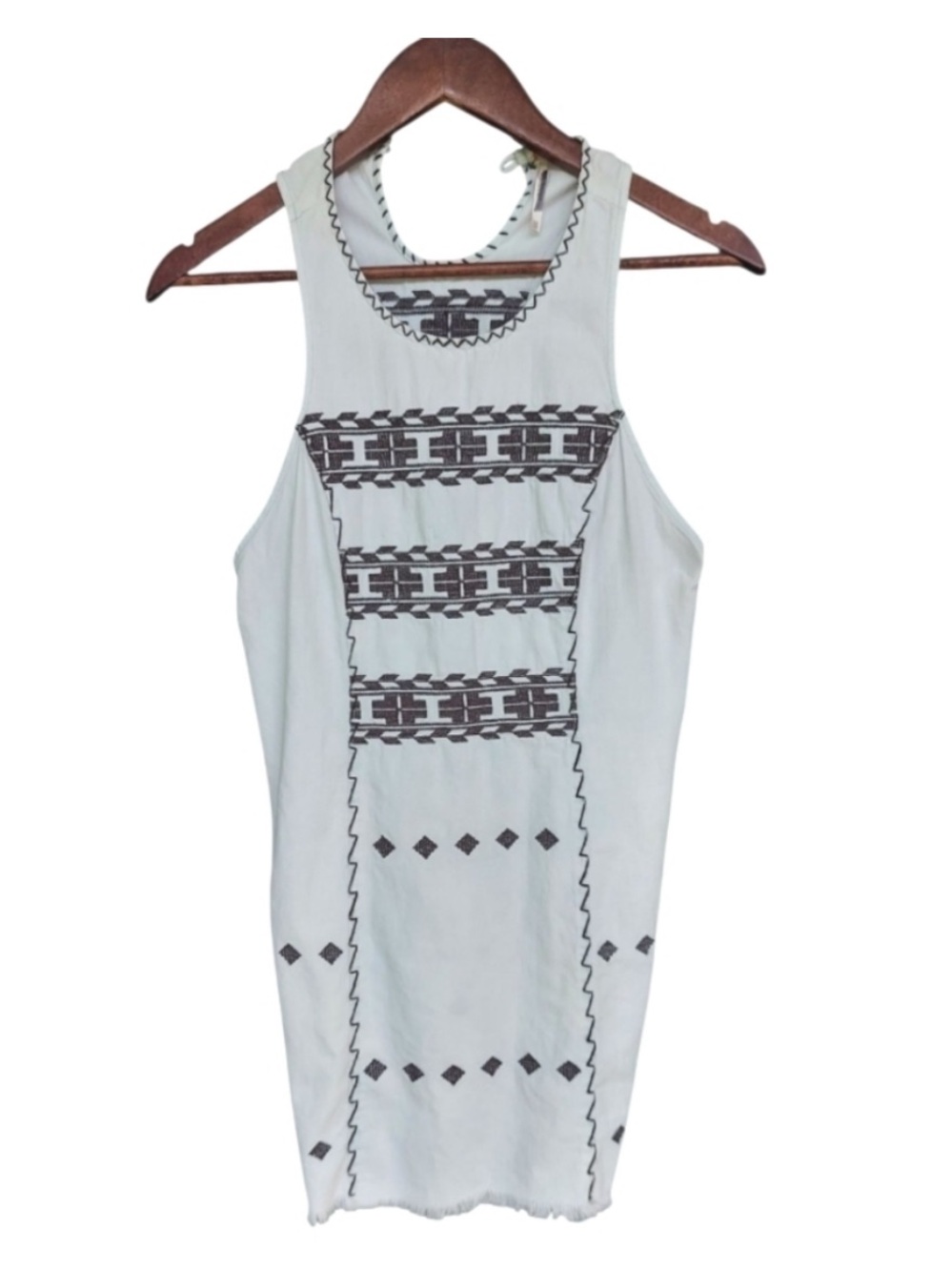 Free People Light Grey Sleeveless Embroidered Shift Dress - Picture 2 of 4